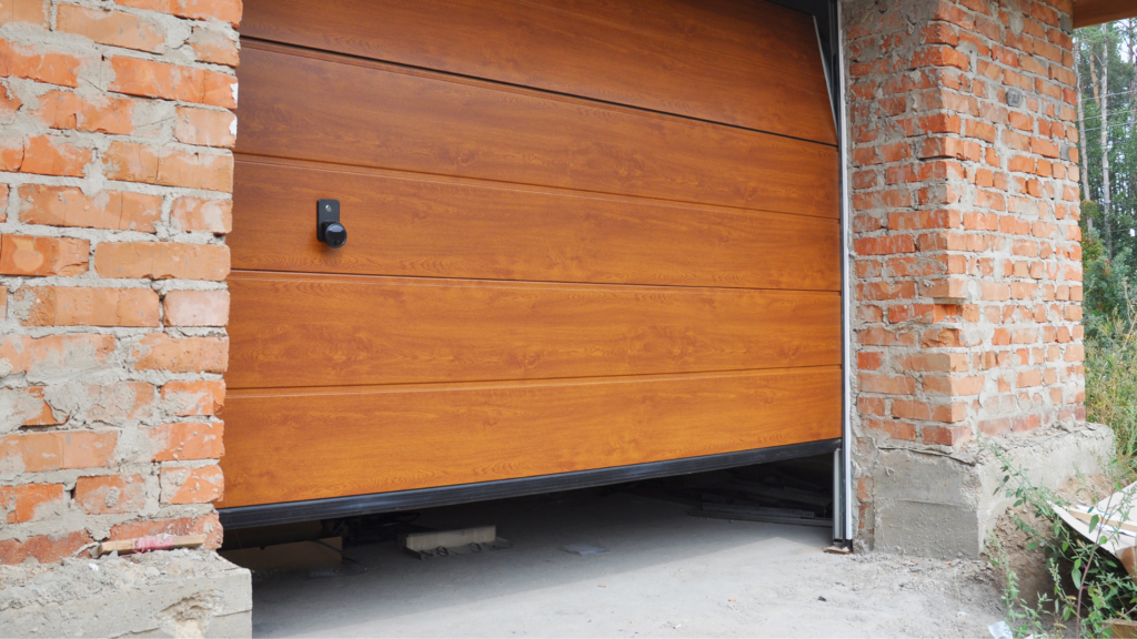 wooden garage door opening