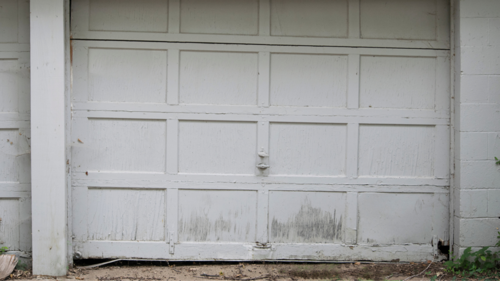 old white garage door
